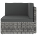 5 Piece Garden Lounge Set with Cushions Grey Poly Rattan