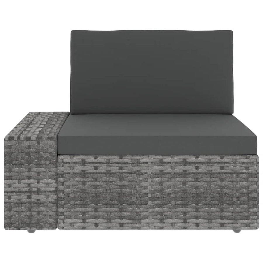 5 Piece Garden Lounge Set with Cushions Grey Poly Rattan