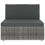 6 Piece Garden Lounge Set with Cushions Grey Poly Rattan