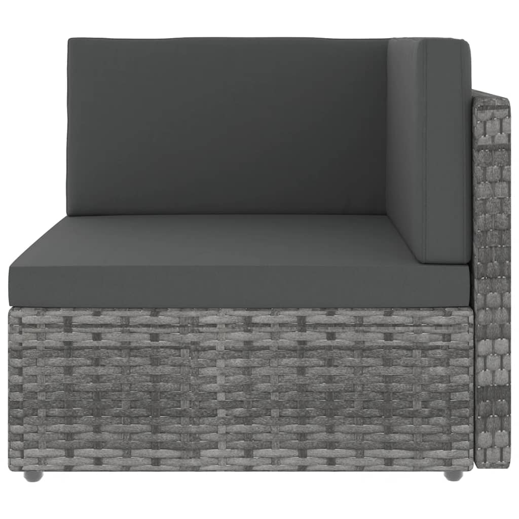 6 Piece Garden Lounge Set with Cushions Grey Poly Rattan