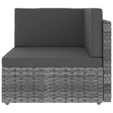 6 Piece Garden Lounge Set with Cushions Grey Poly Rattan