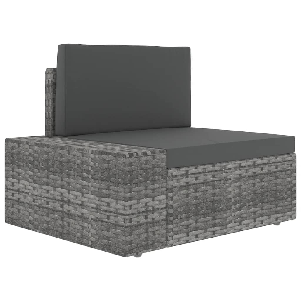 6 Piece Garden Lounge Set with Cushions Grey Poly Rattan
