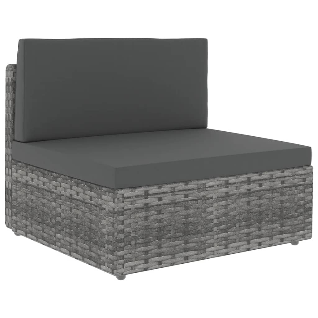 6 Piece Garden Lounge Set with Cushions Grey Poly Rattan