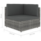 6 Piece Garden Lounge Set with Cushions Grey Poly Rattan
