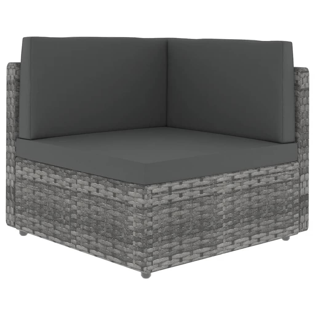 6 Piece Garden Lounge Set with Cushions Grey Poly Rattan