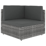 6 Piece Garden Lounge Set with Cushions Grey Poly Rattan - Top-Down View