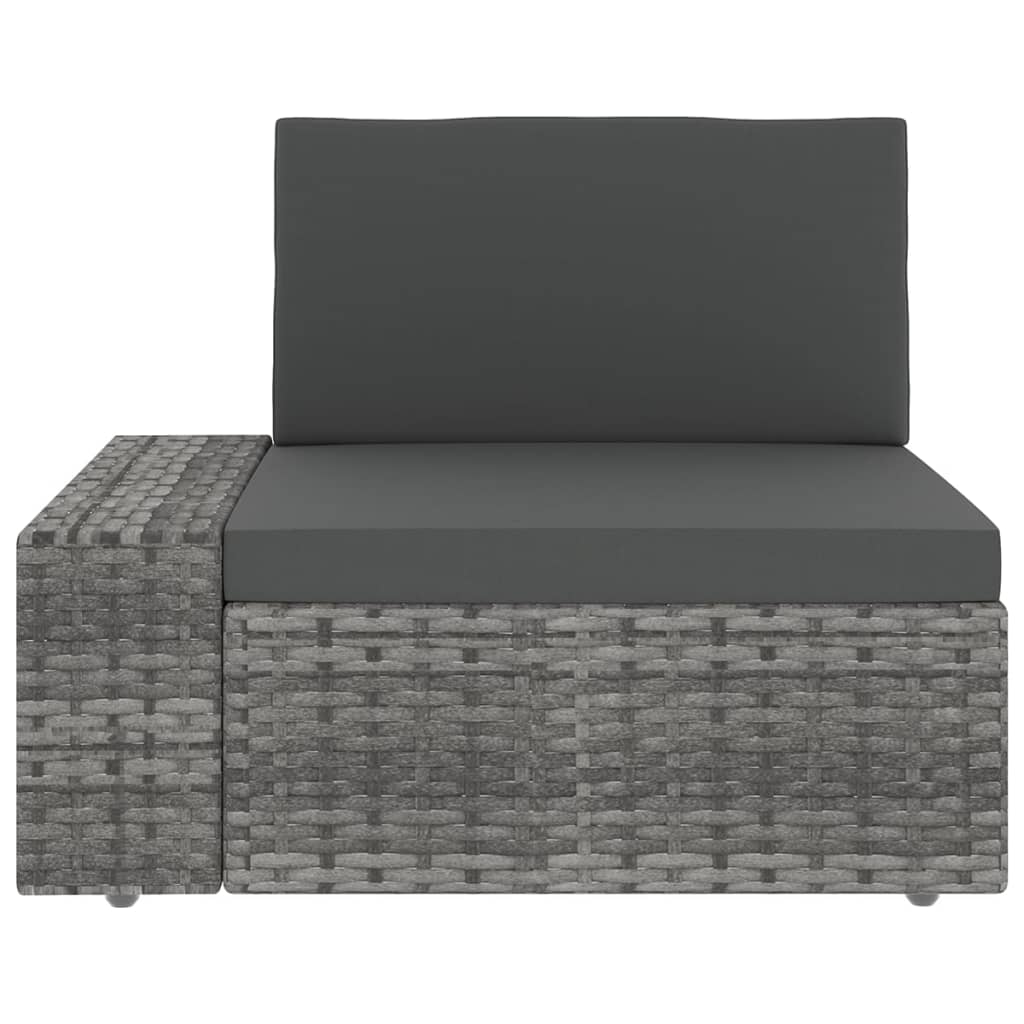 6 Piece Garden Lounge Set with Cushions Grey Poly Rattan