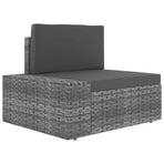 5 Piece Garden Lounge Set with Cushions Grey Poly Rattan