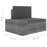 5 Piece Garden Lounge Set with Cushions Grey Poly Rattan - Extra Image