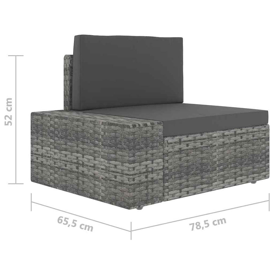 5 Piece Garden Lounge Set with Cushions Grey Poly Rattan