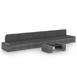 6 Piece Garden Lounge Set with Cushions Grey Poly Rattan