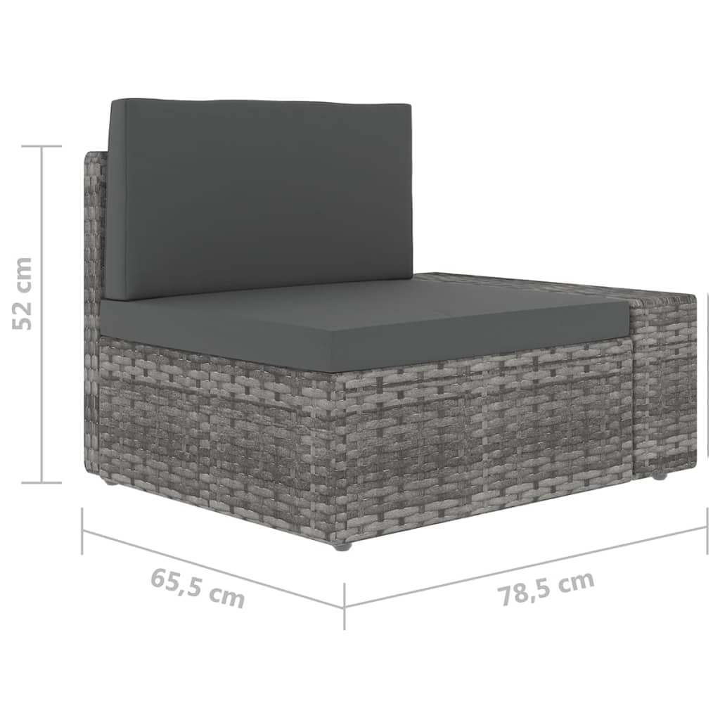 6 Piece Garden Lounge Set with Cushions Grey Poly Rattan