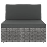 6 Piece Garden Lounge Set with Cushions Grey Poly Rattan