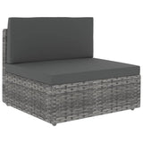 8 Piece Garden Lounge Set with Cushions Grey Poly Rattan - Side View