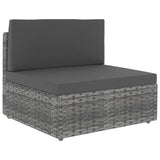 11 Piece Garden Lounge Set with Cushions Grey Poly Rattan