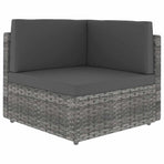 11 Piece Garden Lounge Set with Cushions Grey Poly Rattan