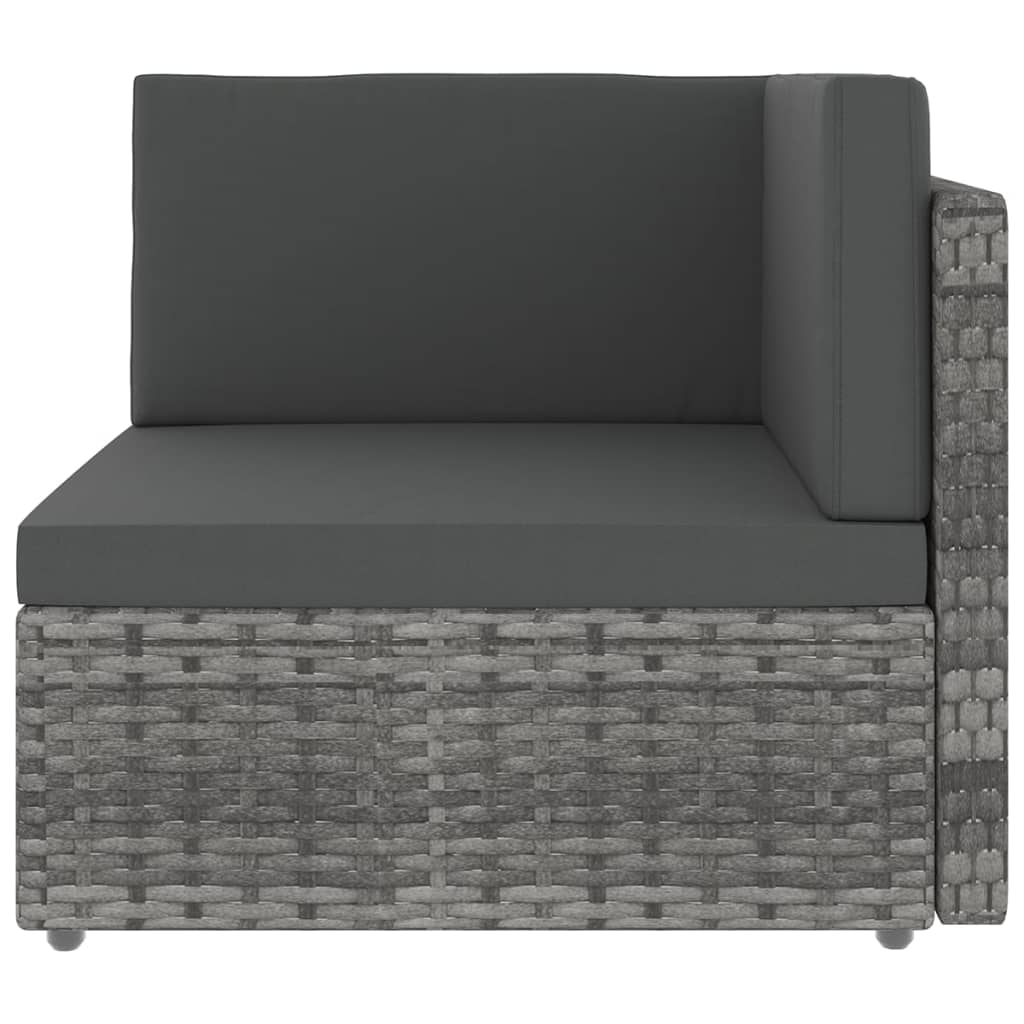 11 Piece Garden Lounge Set with Cushions Grey Poly Rattan