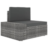 11 Piece Garden Lounge Set with Cushions Grey Poly Rattan