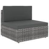 8 Piece Garden Lounge Set with Cushions Grey Poly Rattan