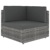 8 Piece Garden Lounge Set with Cushions Grey Poly Rattan