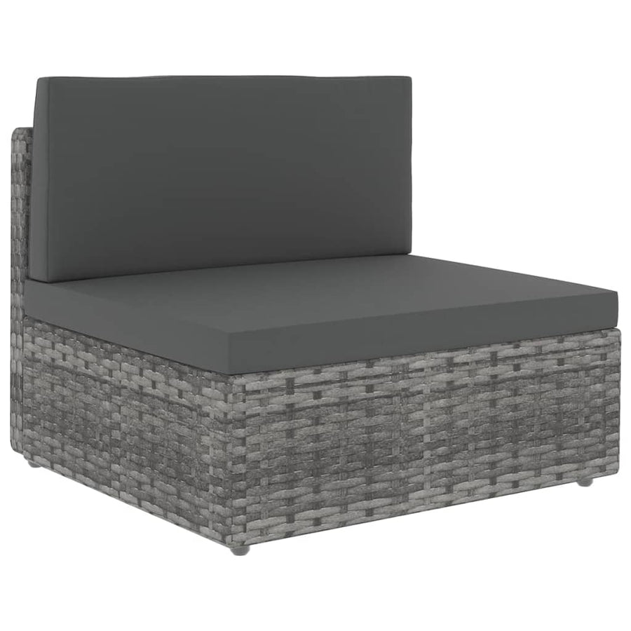 11 Piece Garden Lounge Set with Cushions Grey Poly Rattan