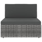 11 Piece Garden Lounge Set with Cushions Grey Poly Rattan