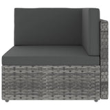 11 Piece Garden Lounge Set with Cushions Grey Poly Rattan