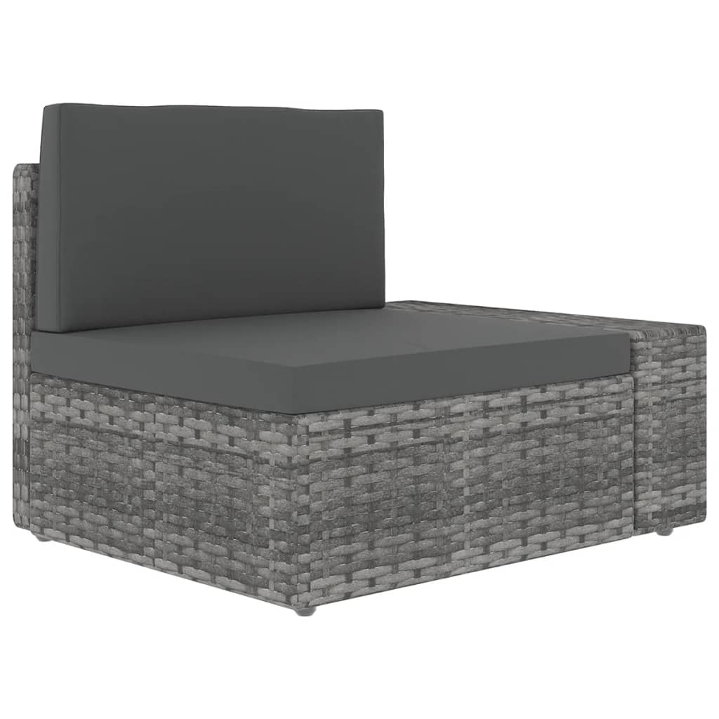 11 Piece Garden Lounge Set with Cushions Grey Poly Rattan