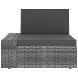 11 Piece Garden Lounge Set with Cushions Grey Poly Rattan