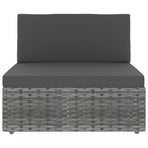 14 Piece Garden Lounge Set with Cushions Grey Poly Rattan