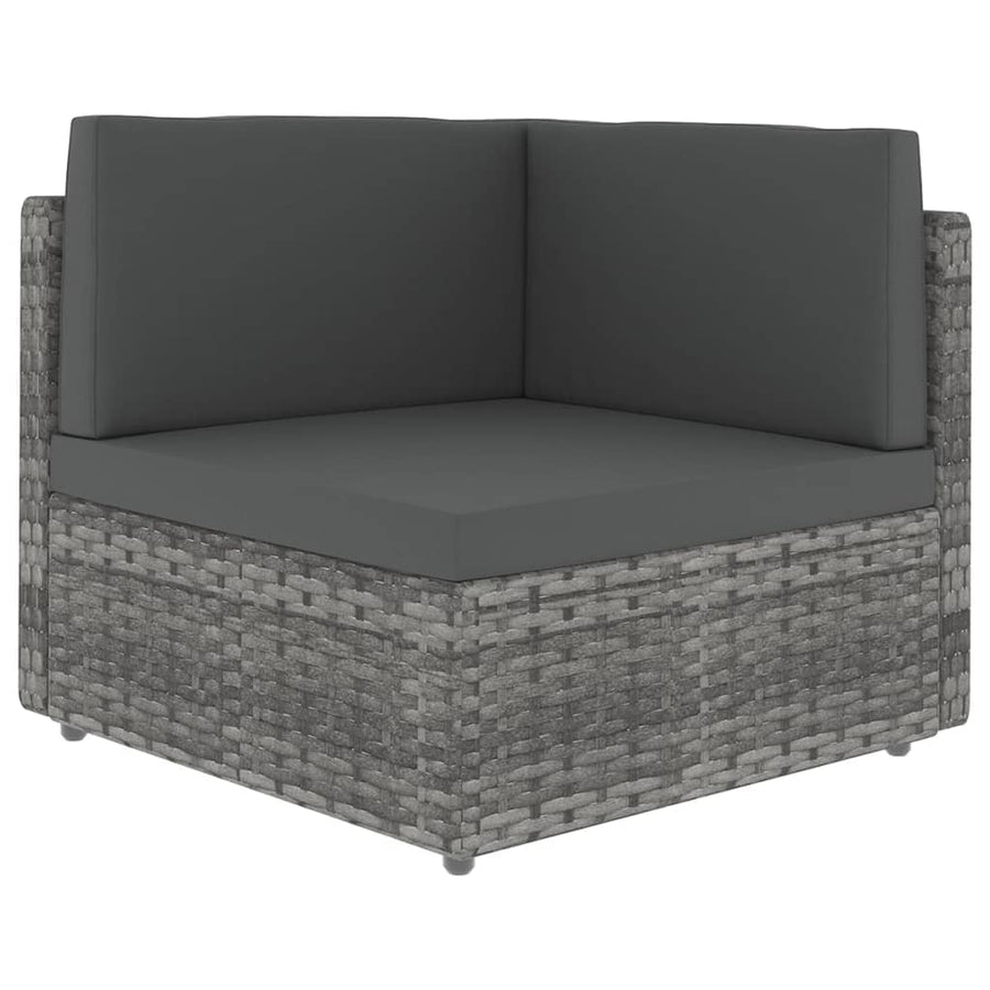14 Piece Garden Lounge Set with Cushions Grey Poly Rattan