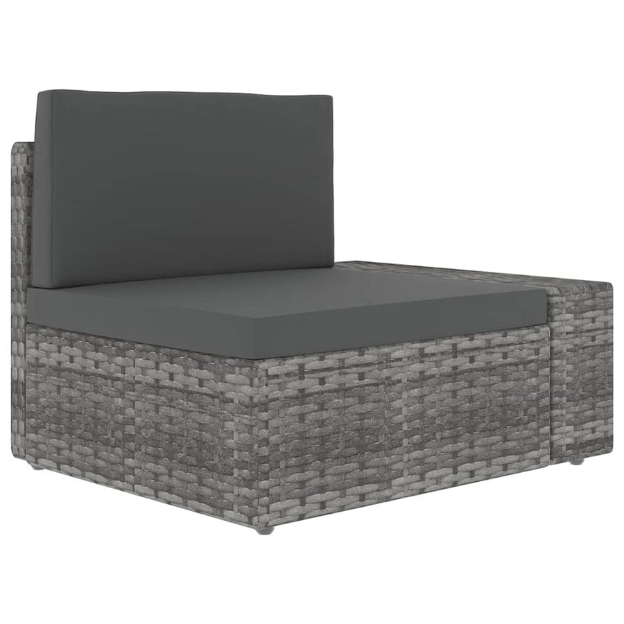 14 Piece Garden Lounge Set with Cushions Grey Poly Rattan