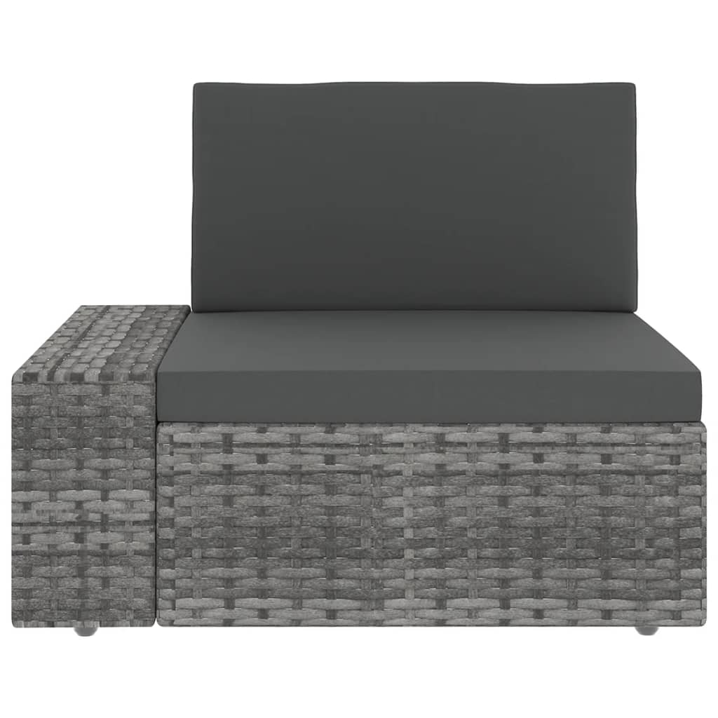 14 Piece Garden Lounge Set with Cushions Grey Poly Rattan