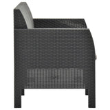 2-Seater Garden Sofa with Cushions Anthracite PP Rattan - Side View