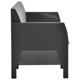 3-Seater Garden Sofa with Cushions Anthracite PP Rattan - Side View