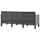 3-Seater Garden Sofa with Cushions Anthracite PP Rattan - Top-Down View