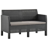 4 Piece Garden Lounge Set with Cushions PP Rattan Anthracite - Side View
