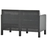 4 Piece Garden Lounge Set with Cushions PP Rattan Anthracite - Rear View