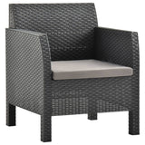 4 Piece Garden Lounge Set with Cushions PP Rattan Anthracite - Close-Up Angle