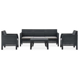 4 Piece Garden Lounge Set with Cushions PP Rattan Anthracite - Front View