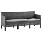 4 Piece Garden Lounge Set with Cushions PP Rattan Anthracite - Side View