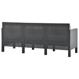4 Piece Garden Lounge Set with Cushions PP Rattan Anthracite - Rear View