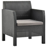 4 Piece Garden Lounge Set with Cushions PP Rattan Anthracite - Close-Up Angle