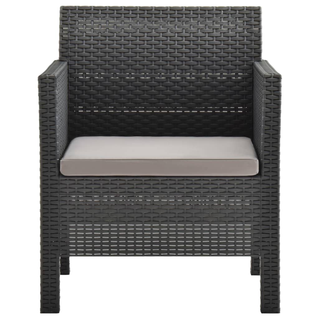 4 Piece Garden Lounge Set with Cushions PP Rattan Anthracite
