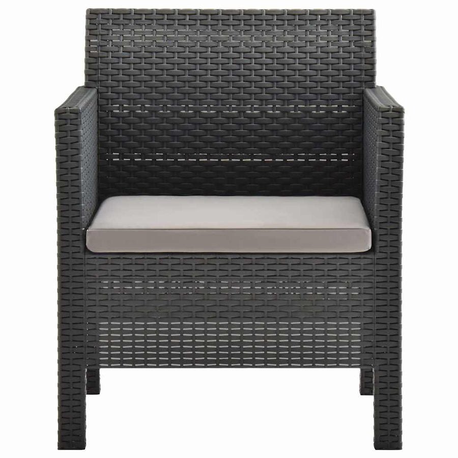 4 Piece Garden Lounge Set with Cushions PP Rattan Anthracite