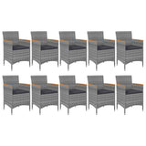 11 Piece Garden Dining Set Grey Poly Rattan - Top-Down View