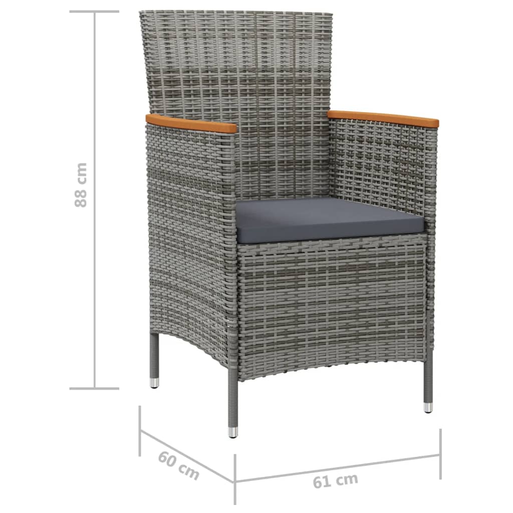 Garden Dining Chairs 2 pcs Poly Rattan Grey