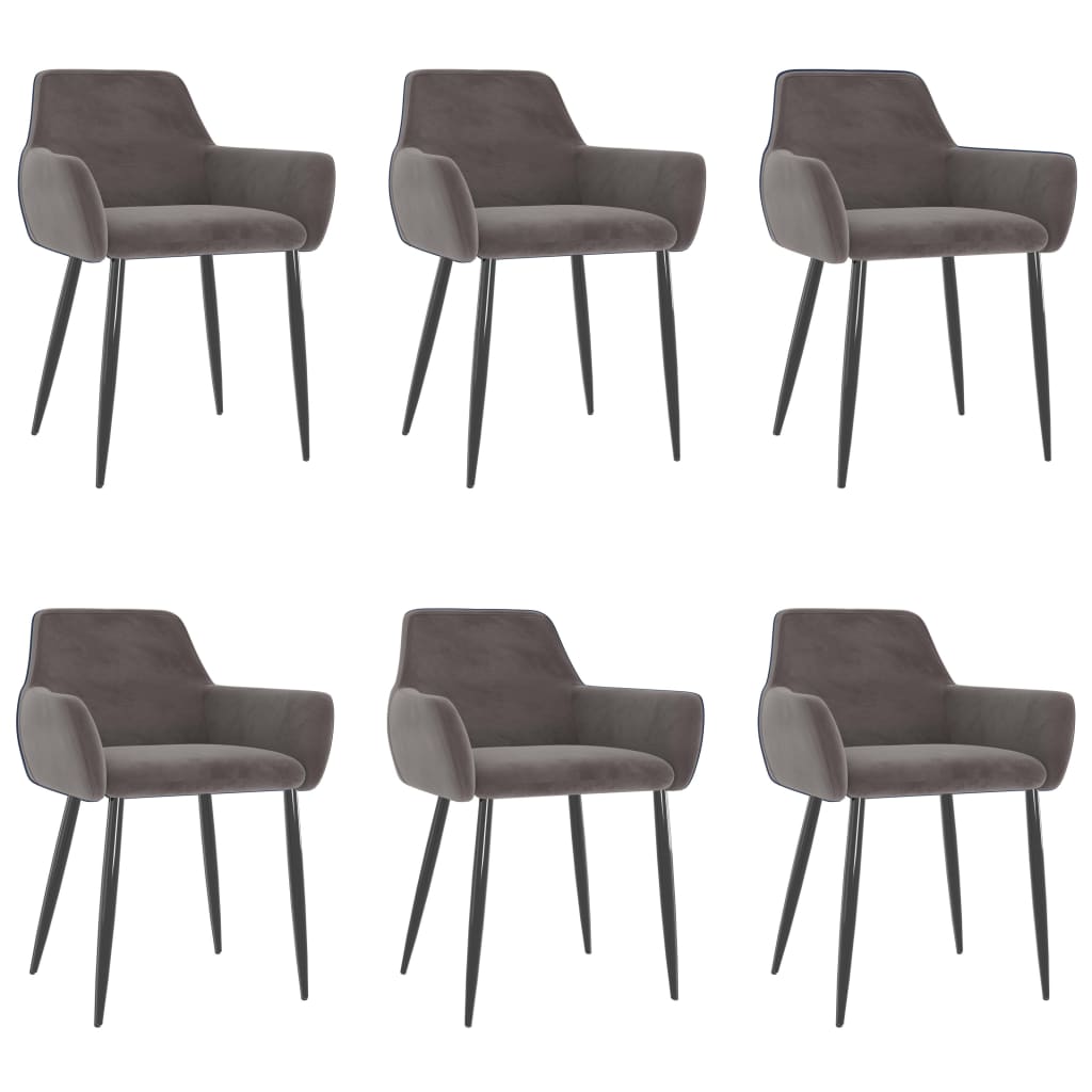 Dining Chairs 6 pcs Light Grey Velvet