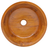 Basin Solid Teak Wood Φ40x10 cm - Top-Down View