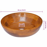 Basin Solid Teak Wood Φ40x10 cm - Rear View